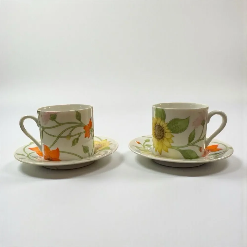 Pair of Fitz and Floyd Petit Fleur Floral Tea Cup & Saucer Sets